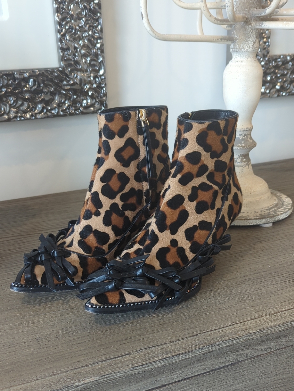 No21 Calf Hair Leopard Print Boots 39.5